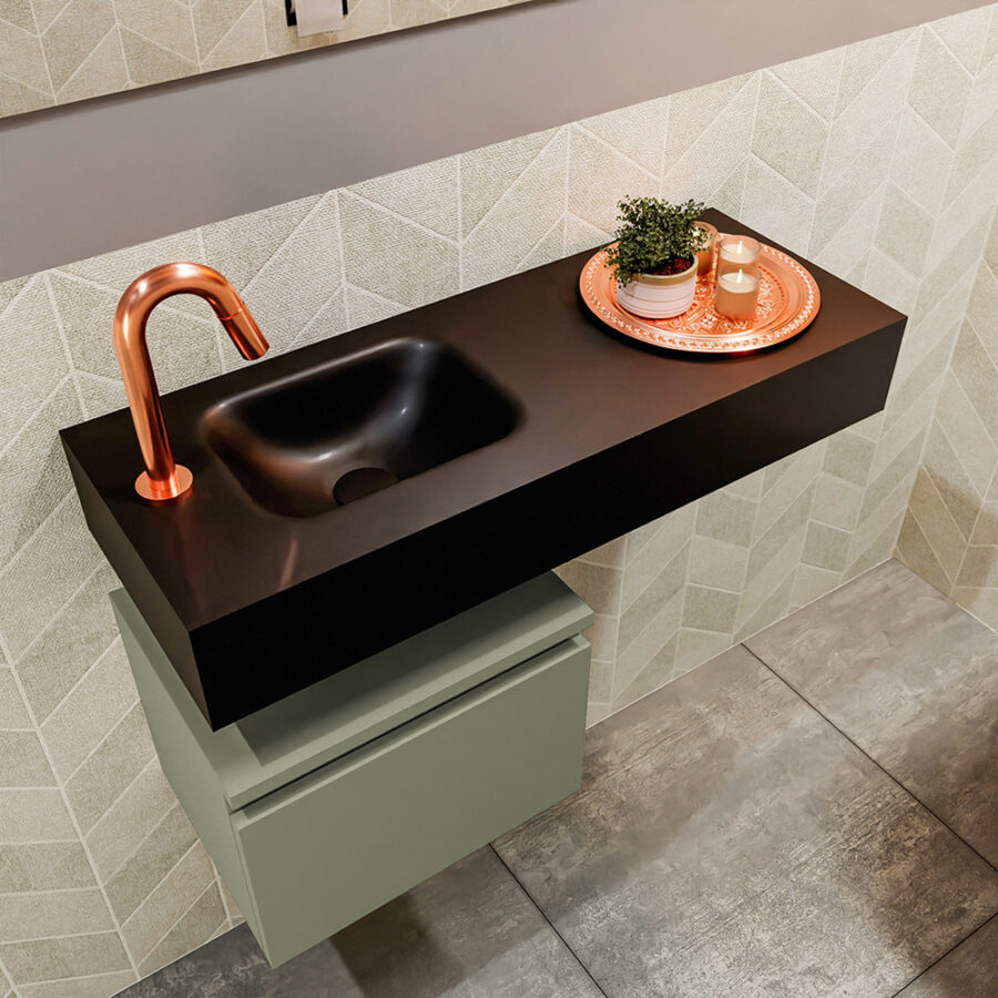 MONDIAZ ANDOR 40cm toiletmeubel army. LEX 80cm wastafel urban positie links. Met 1 kraangat - Afbeelding 2