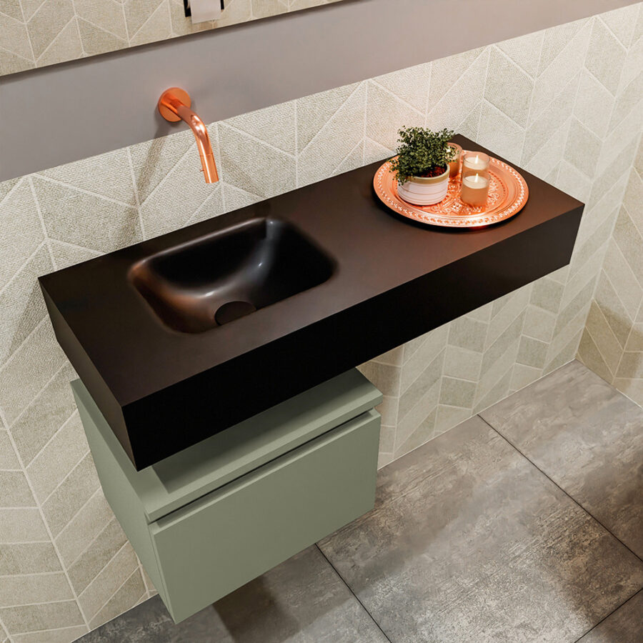 MONDIAZ ANDOR 40cm toiletmeubel army. LEX 80cm wastafel urban positie links. Zonder kraangat - Afbeelding 2
