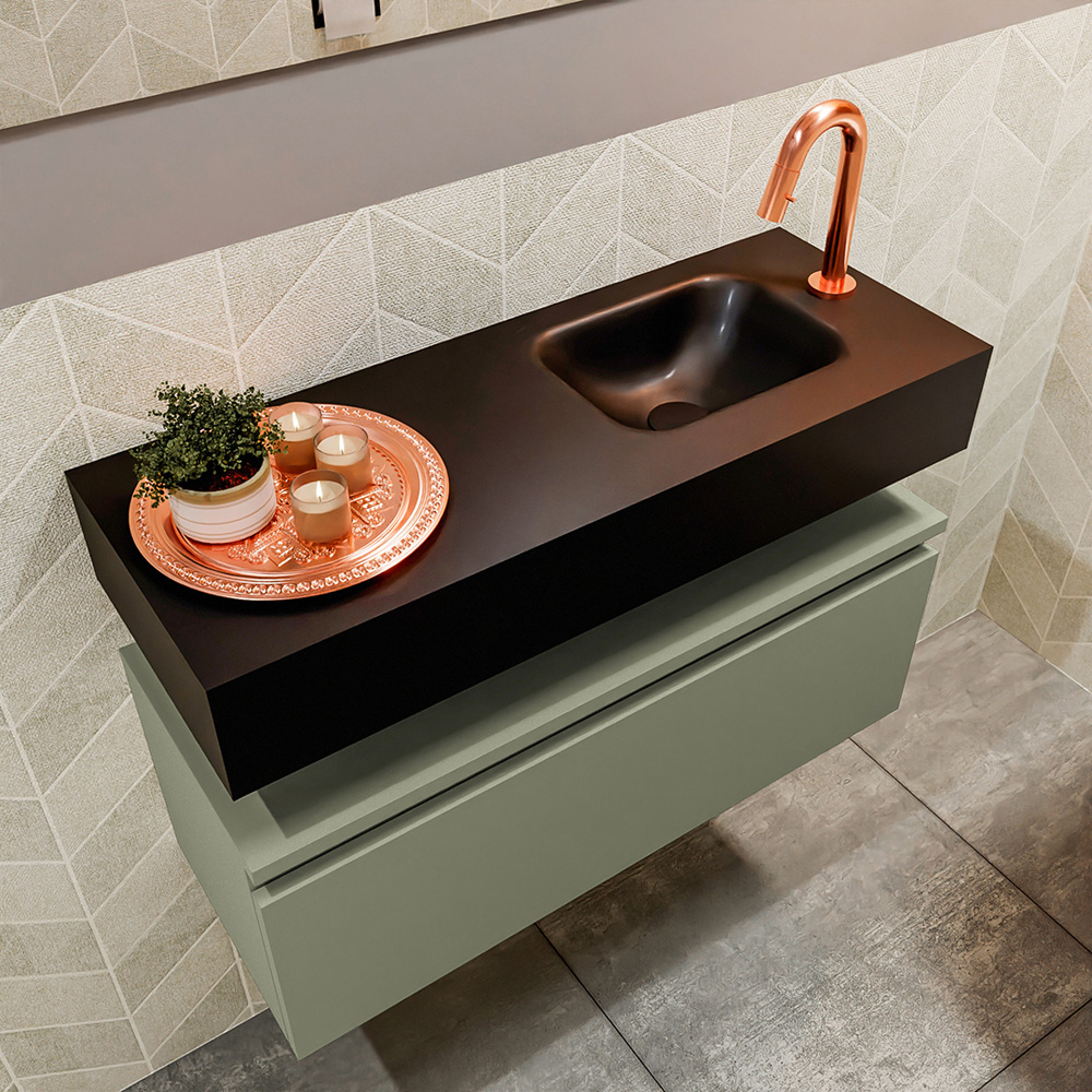 MONDIAZ ANDOR 80cm toiletmeubel army. LEX 80cm wastafel urban positie rechts. Met 1 kraangat - Afbeelding 2