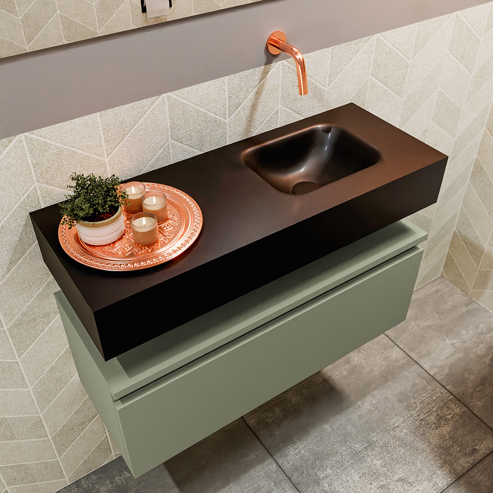 MONDIAZ ANDOR 80cm toiletmeubel army. LEX 80cm wastafel urban positie rechts. Zonder kraangat - Afbeelding 2