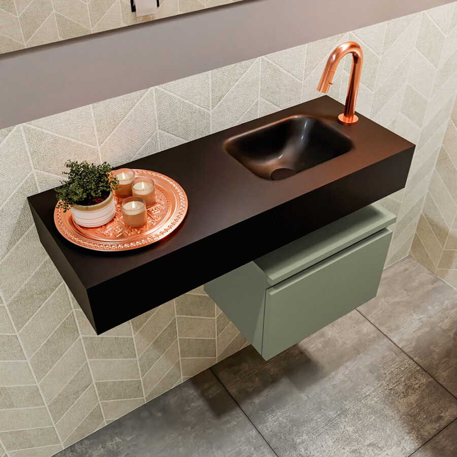 MONDIAZ ANDOR 40cm toiletmeubel army. LEX 80cm wastafel urban positie rechts. Met 1 kraangat - Afbeelding 2