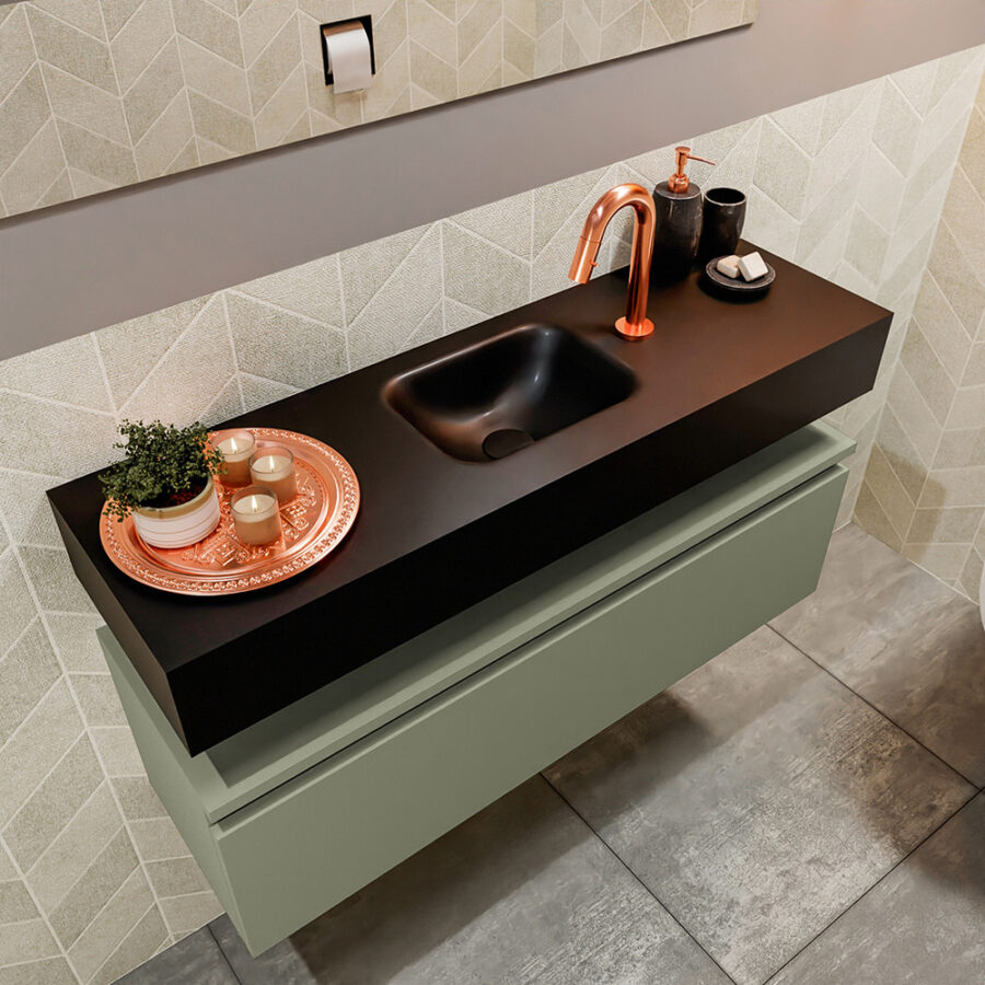 MONDIAZ ANDOR 100cm toiletmeubel army. LEX 100cm wastafel urban positie midden. Met 1 kraangat - Afbeelding 2