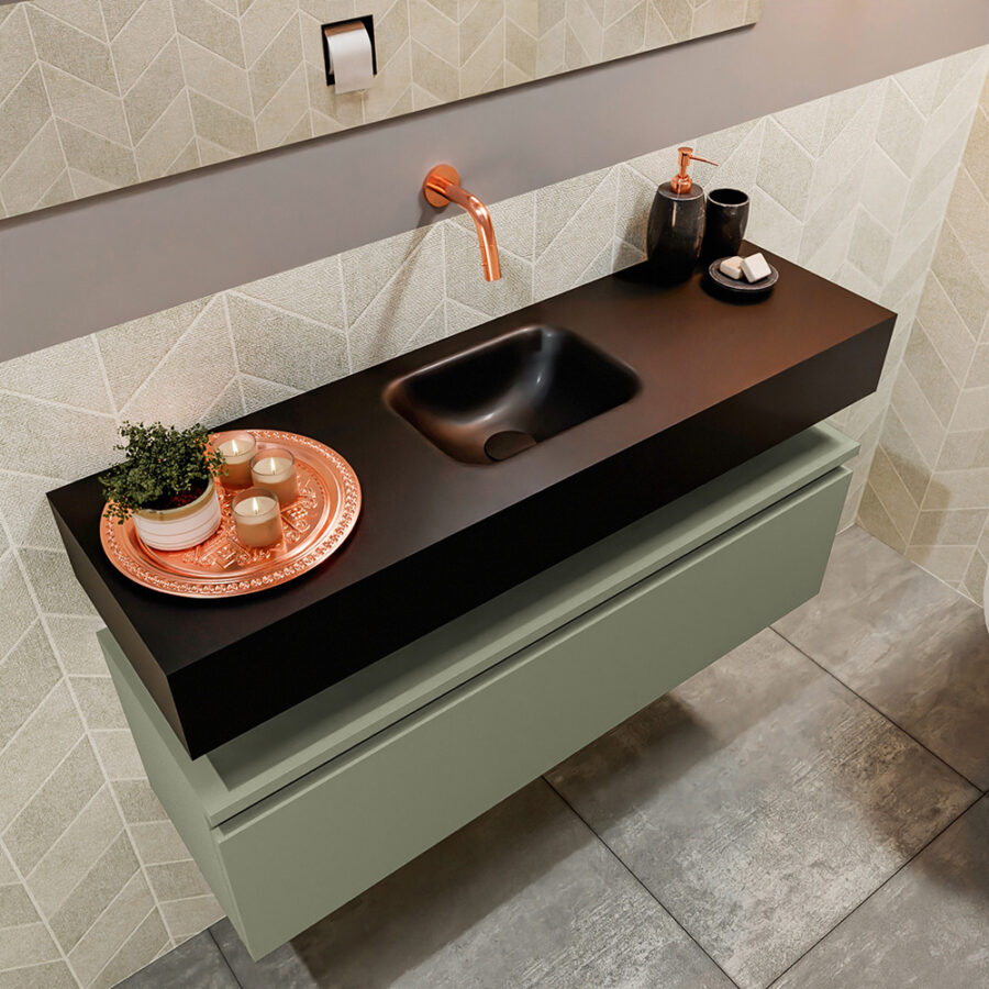 MONDIAZ ANDOR 100cm toiletmeubel army. LEX 100cm wastafel urban positie midden. Zonder kraangat - Afbeelding 2