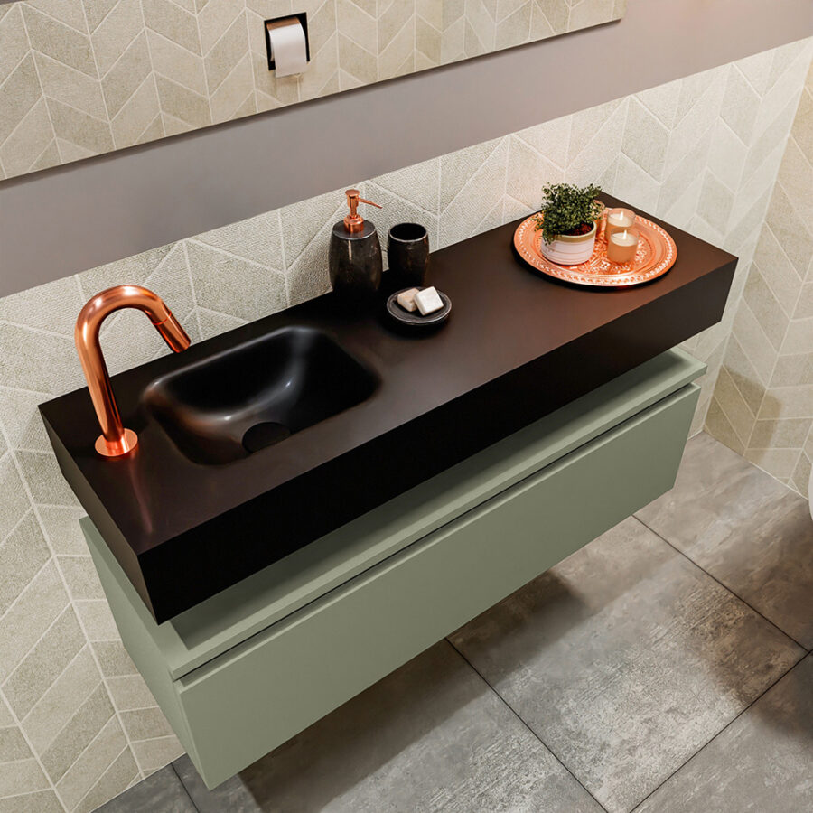 MONDIAZ ANDOR 100cm toiletmeubel army. LEX 100cm wastafel urban positie links. Met 1 kraangat - Afbeelding 2