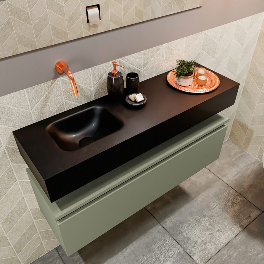 MONDIAZ ANDOR 100cm toiletmeubel army. LEX 100cm wastafel urban positie links. Zonder kraangat - Afbeelding 2