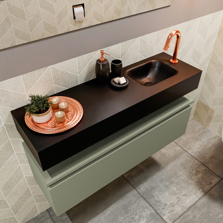 MONDIAZ ANDOR 100cm toiletmeubel army. LEX 100cm wastafel urban positie rechts. Met 1 kraangat - Afbeelding 2