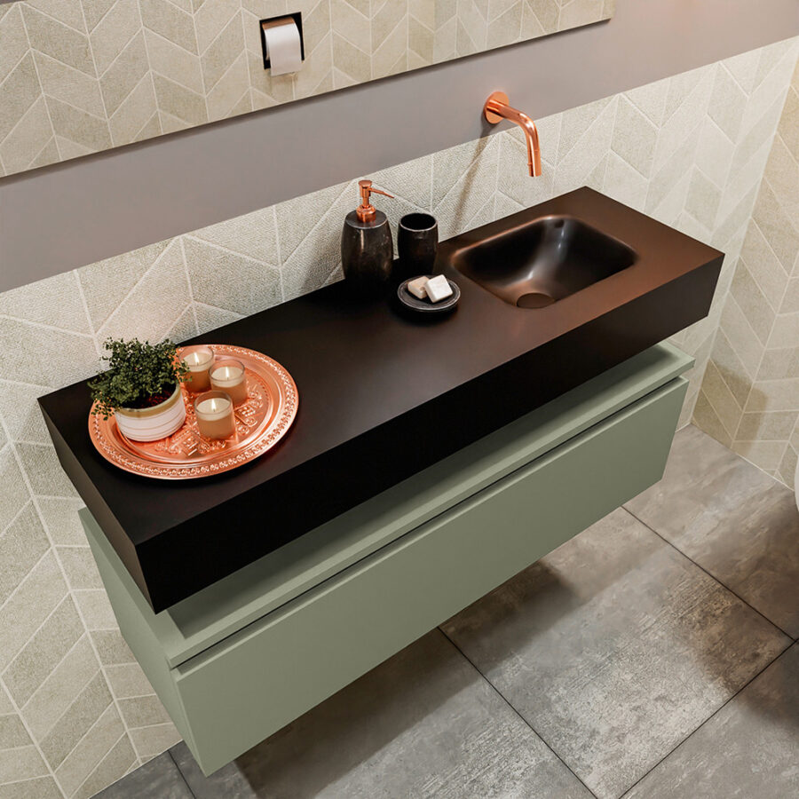 MONDIAZ ANDOR 100cm toiletmeubel army. LEX 100cm wastafel urban positie rechts. Zonder kraangat - Afbeelding 2