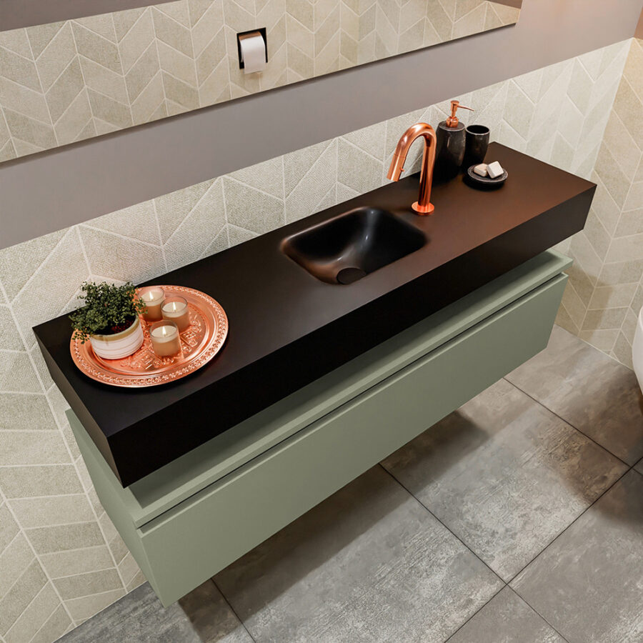 MONDIAZ ANDOR 120cm toiletmeubel army. LEX 120cm wastafel urban positie midden. Met 1 kraangat - Afbeelding 2