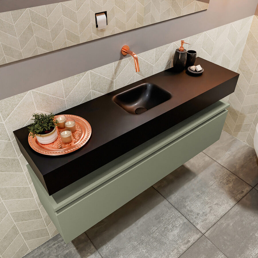 MONDIAZ ANDOR 120cm toiletmeubel army. LEX 120cm wastafel urban positie midden. Zonder kraangat - Afbeelding 2
