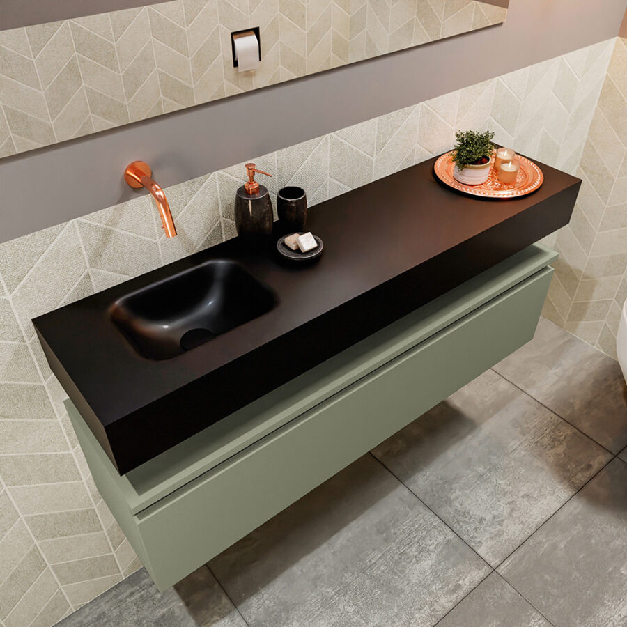 MONDIAZ ANDOR 120cm toiletmeubel army. LEX 120cm wastafel urban positie links. Zonder kraangat - Afbeelding 2