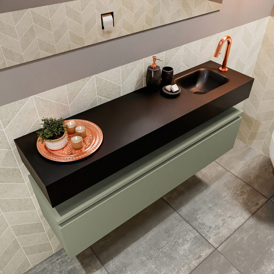 MONDIAZ ANDOR 120cm toiletmeubel army. LEX 120cm wastafel urban positie rechts. Met 1 kraangat - Afbeelding 2