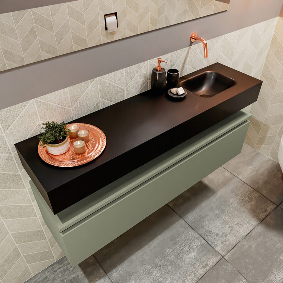 MONDIAZ ANDOR 120cm toiletmeubel army. LEX 120cm wastafel urban positie rechts. Zonder kraangat - Afbeelding 2