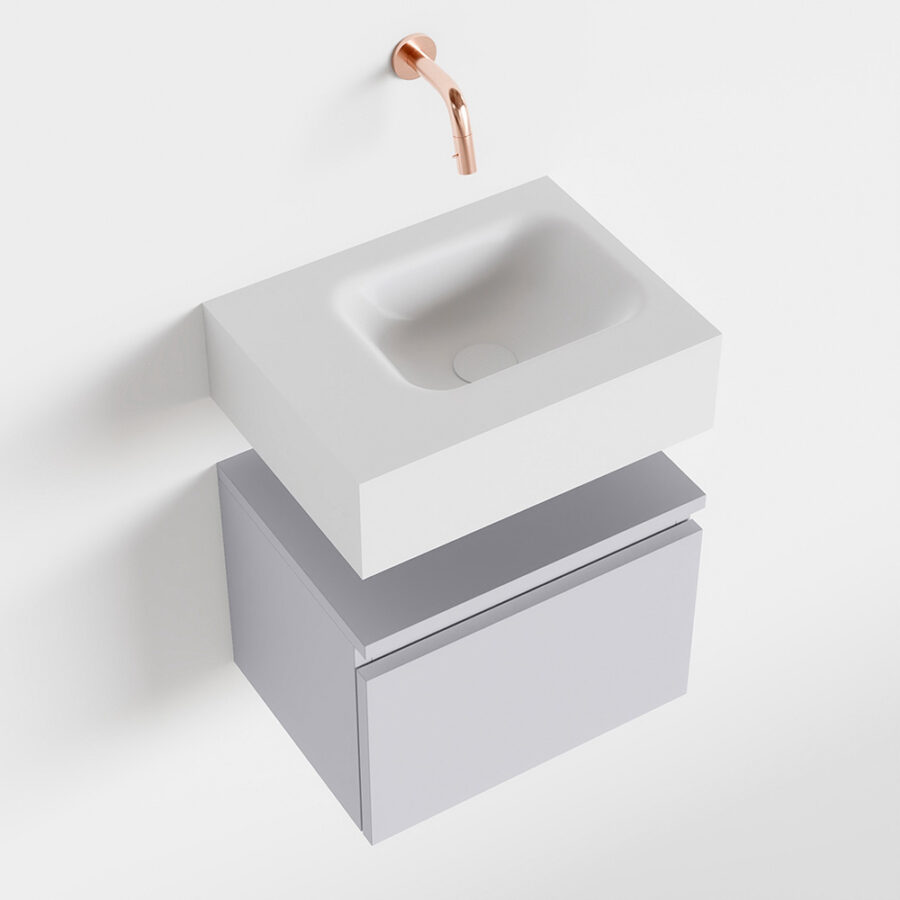 MONDIAZ ANDOR 40cm toiletmeubel cale. LEX 40cm wastafel talc positie rechts. Zonder kraangat - Afbeelding 4