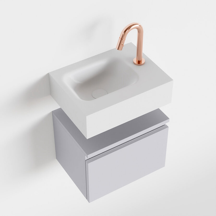 MONDIAZ ANDOR 40cm toiletmeubel cale. LEX 40cm wastafel talc positie links. Met 1 kraangat - Afbeelding 4