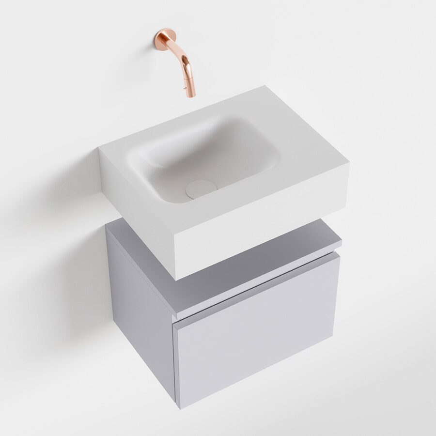 MONDIAZ ANDOR 40cm toiletmeubel cale. LEX 40cm wastafel talc positie links. Zonder kraangat - Afbeelding 4