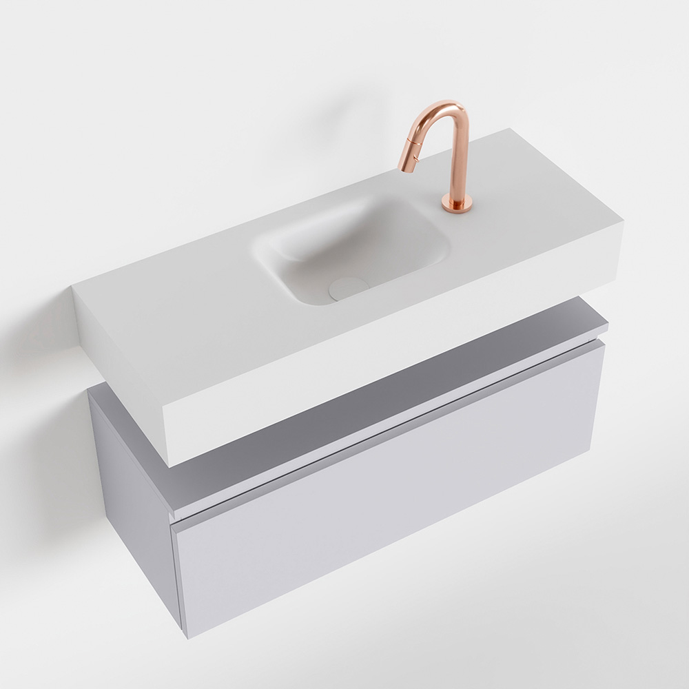 MONDIAZ ANDOR 80cm toiletmeubel cale. LEX 80cm wastafel talc positie midden. Met 1 kraangat - Afbeelding 4