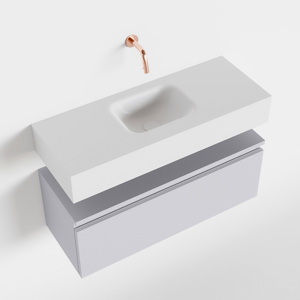 MONDIAZ ANDOR 80cm toiletmeubel cale. LEX 80cm wastafel talc positie midden. Zonder kraangat - Afbeelding 4