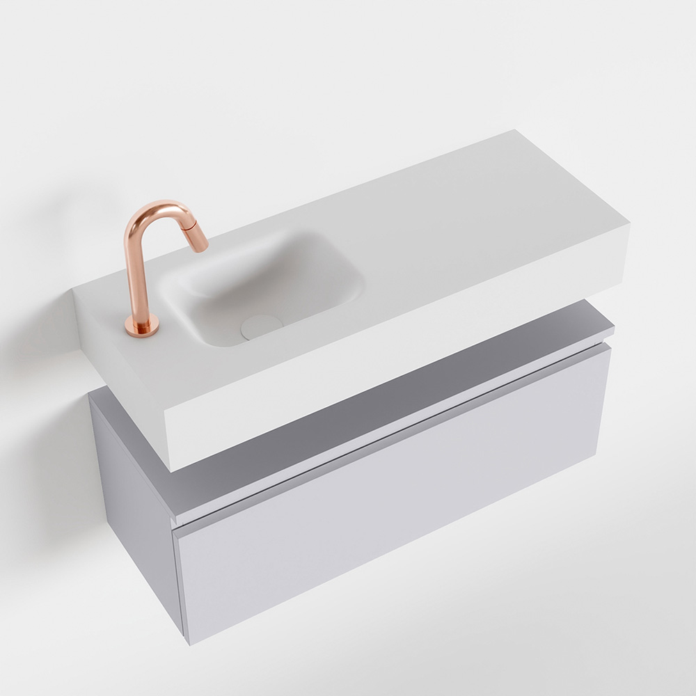 MONDIAZ ANDOR 80cm toiletmeubel cale. LEX 80cm wastafel talc positie links. Met 1 kraangat - Afbeelding 4