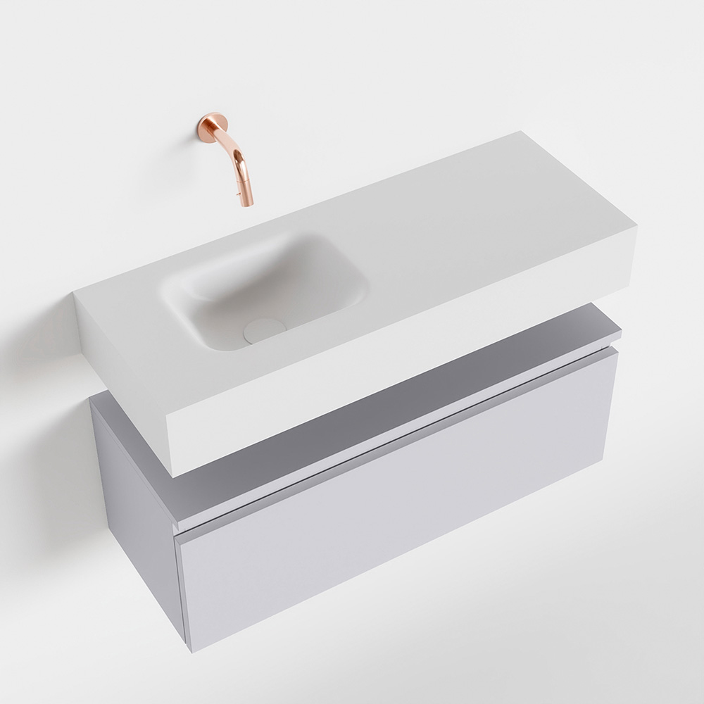 MONDIAZ ANDOR 80cm toiletmeubel cale. LEX 80cm wastafel talc positie links. Zonder kraangat - Afbeelding 4