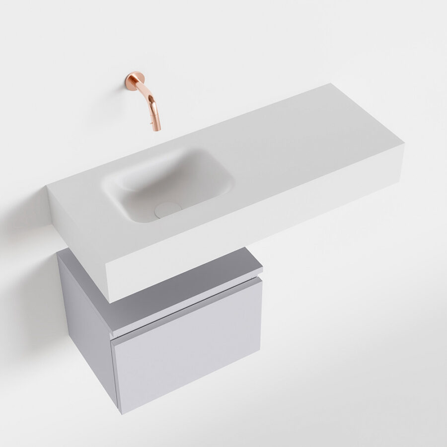 MONDIAZ ANDOR 40cm toiletmeubel cale. LEX 80cm wastafel talc positie links. Zonder kraangat - Afbeelding 4