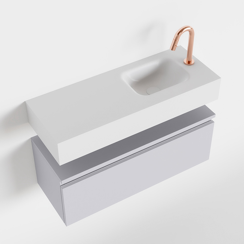 MONDIAZ ANDOR 80cm toiletmeubel cale. LEX 80cm wastafel talc positie rechts. Met 1 kraangat - Afbeelding 4