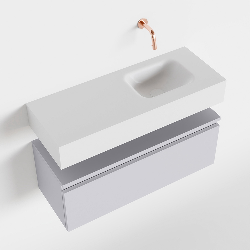 MONDIAZ ANDOR 80cm toiletmeubel cale. LEX 80cm wastafel talc positie rechts. Zonder kraangat - Afbeelding 4