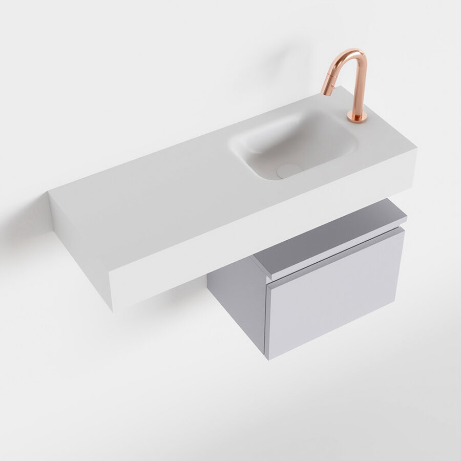 MONDIAZ ANDOR 40cm toiletmeubel cale. LEX 80cm wastafel talc positie rechts. Met 1 kraangat - Afbeelding 4