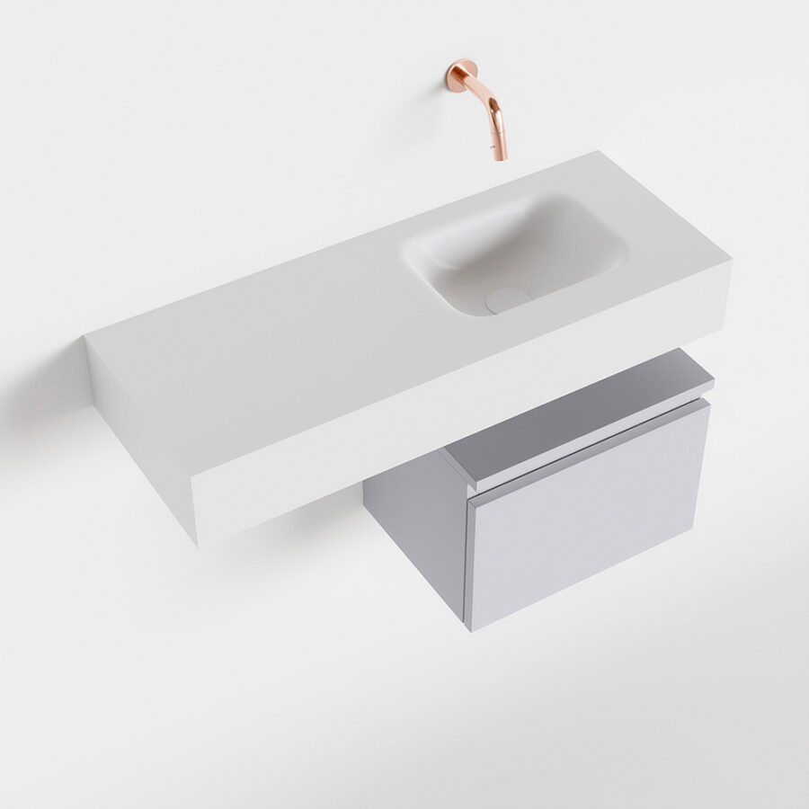 MONDIAZ ANDOR 40cm toiletmeubel cale. LEX 80cm wastafel talc positie rechts. Zonder kraangat - Afbeelding 4