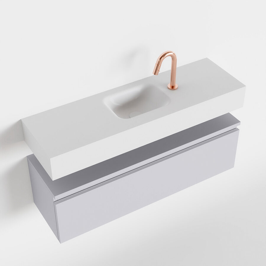 MONDIAZ ANDOR 100cm toiletmeubel cale. LEX 100cm wastafel talc positie midden. Met 1 kraangat - Afbeelding 4