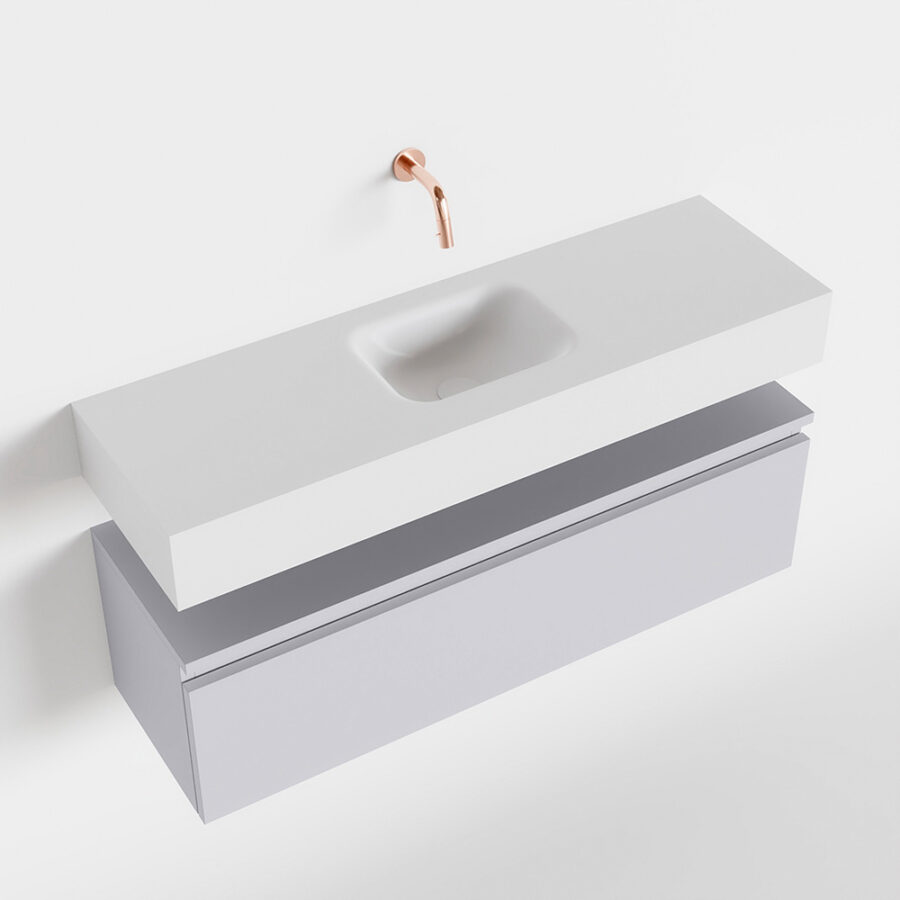 MONDIAZ ANDOR 100cm toiletmeubel cale. LEX 100cm wastafel talc positie midden. Zonder kraangat - Afbeelding 4
