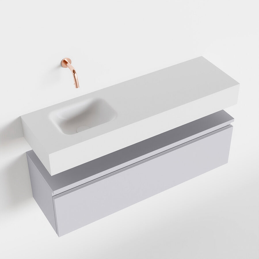 MONDIAZ ANDOR 100cm toiletmeubel cale. LEX 100cm wastafel talc positie links. Zonder kraangat - Afbeelding 4
