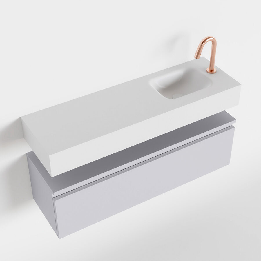 MONDIAZ ANDOR 100cm toiletmeubel cale. LEX 100cm wastafel talc positie rechts. Met 1 kraangat - Afbeelding 4