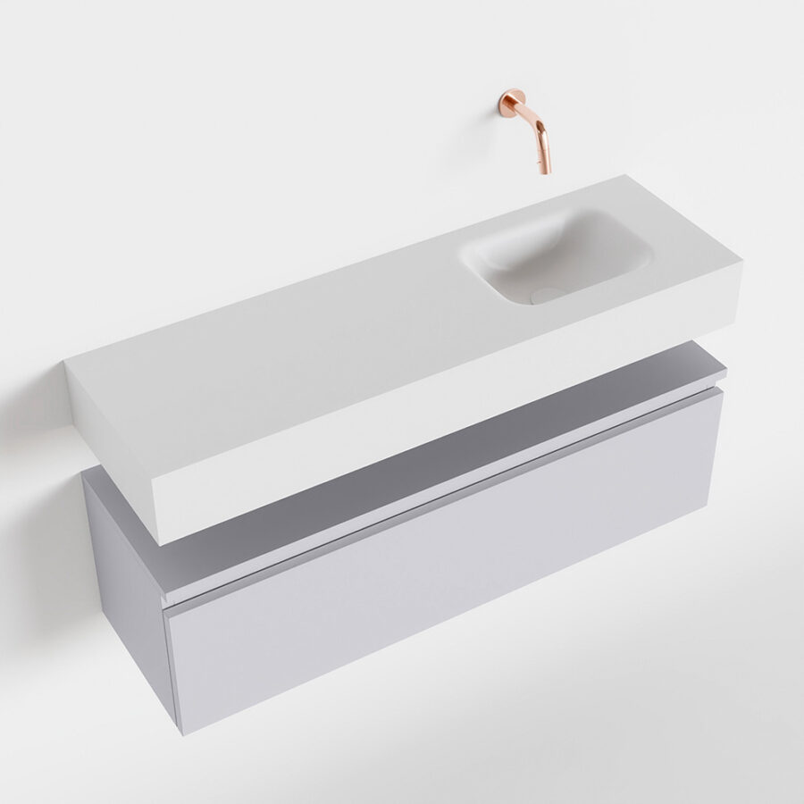 MONDIAZ ANDOR 100cm toiletmeubel cale. LEX 100cm wastafel talc positie rechts. Zonder kraangat - Afbeelding 4
