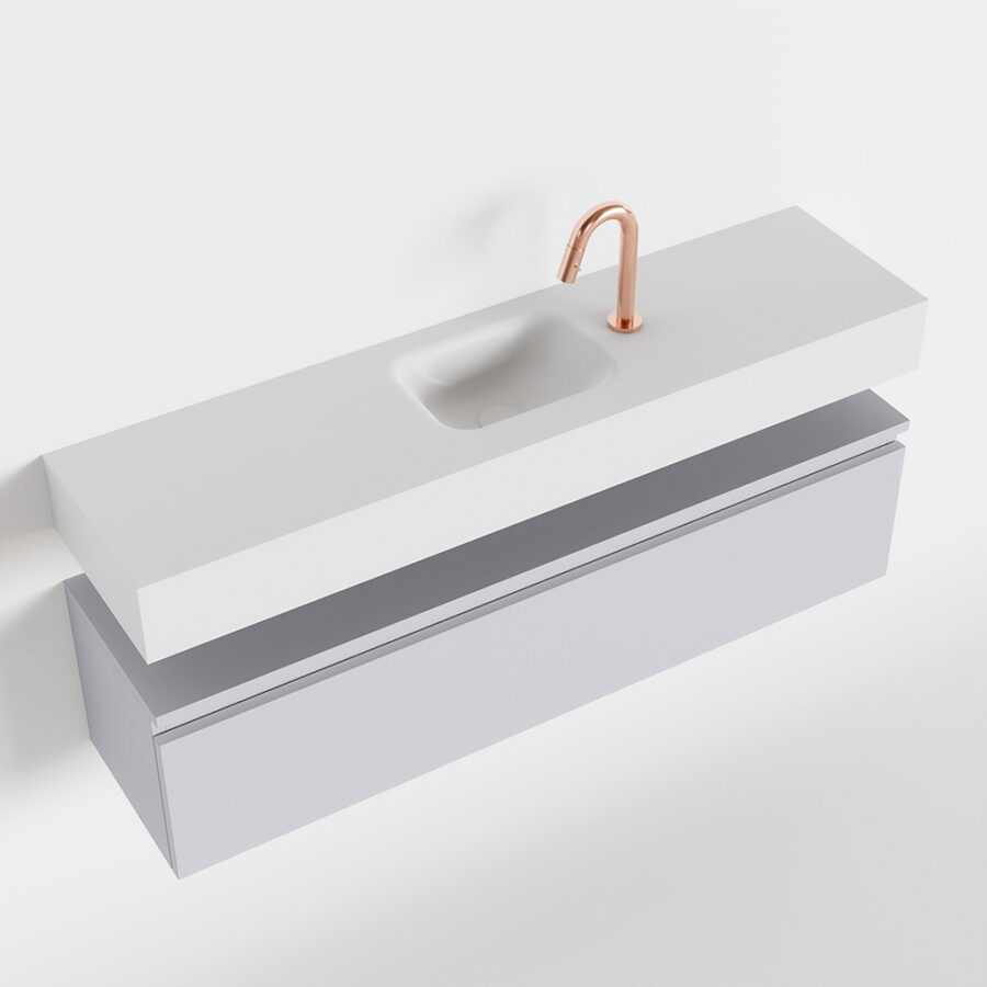 MONDIAZ ANDOR 120cm toiletmeubel cale. LEX 120cm wastafel talc positie midden. Met 1 kraangat - Afbeelding 4