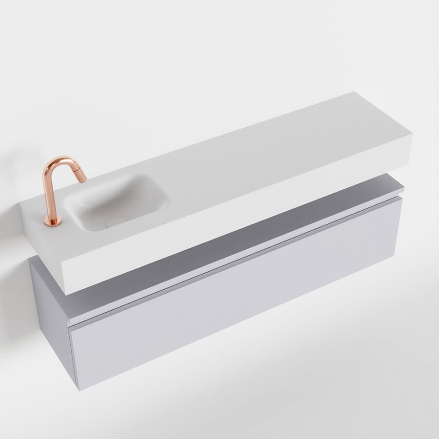 MONDIAZ ANDOR 120cm toiletmeubel cale. LEX 120cm wastafel talc positie links. Met 1 kraangat - Afbeelding 4