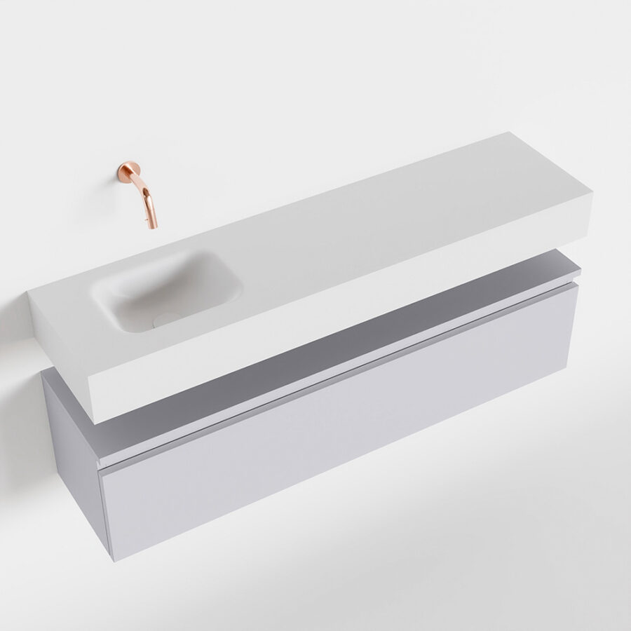 MONDIAZ ANDOR 120cm toiletmeubel cale. LEX 120cm wastafel talc positie links. Zonder kraangat - Afbeelding 4