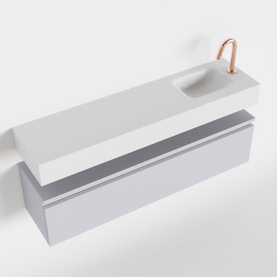 MONDIAZ ANDOR 120cm toiletmeubel cale. LEX 120cm wastafel talc positie rechts. Met 1 kraangat - Afbeelding 4