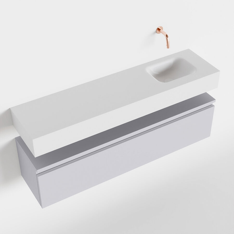 MONDIAZ ANDOR 120cm toiletmeubel cale. LEX 120cm wastafel talc positie rechts. Zonder kraangat - Afbeelding 4