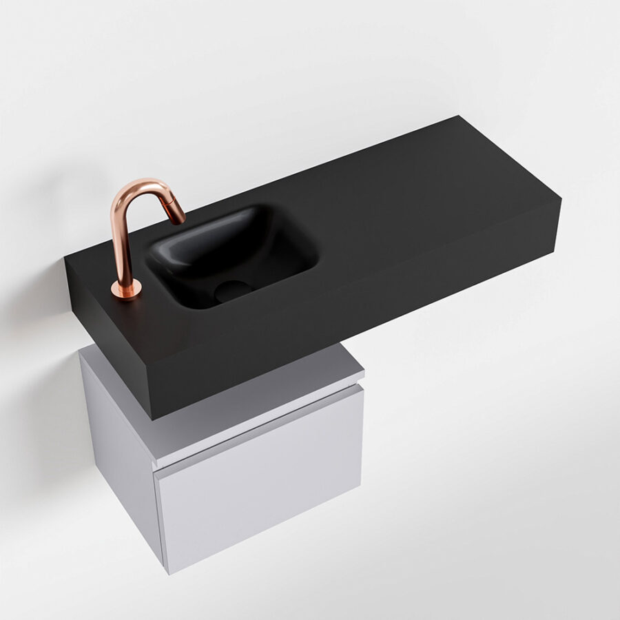 MONDIAZ ANDOR 40cm toiletmeubel cale. LEX 80cm wastafel urban positie links. Met 1 kraangat - Afbeelding 4