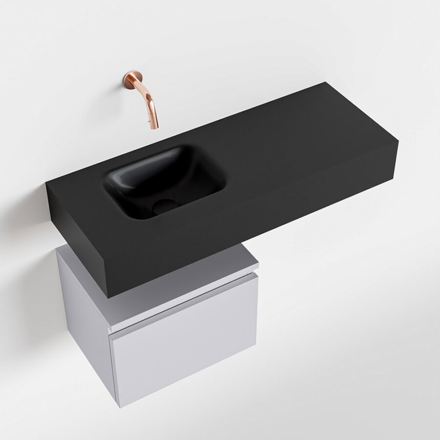 MONDIAZ ANDOR 40cm toiletmeubel cale. LEX 80cm wastafel urban positie links. Zonder kraangat - Afbeelding 4