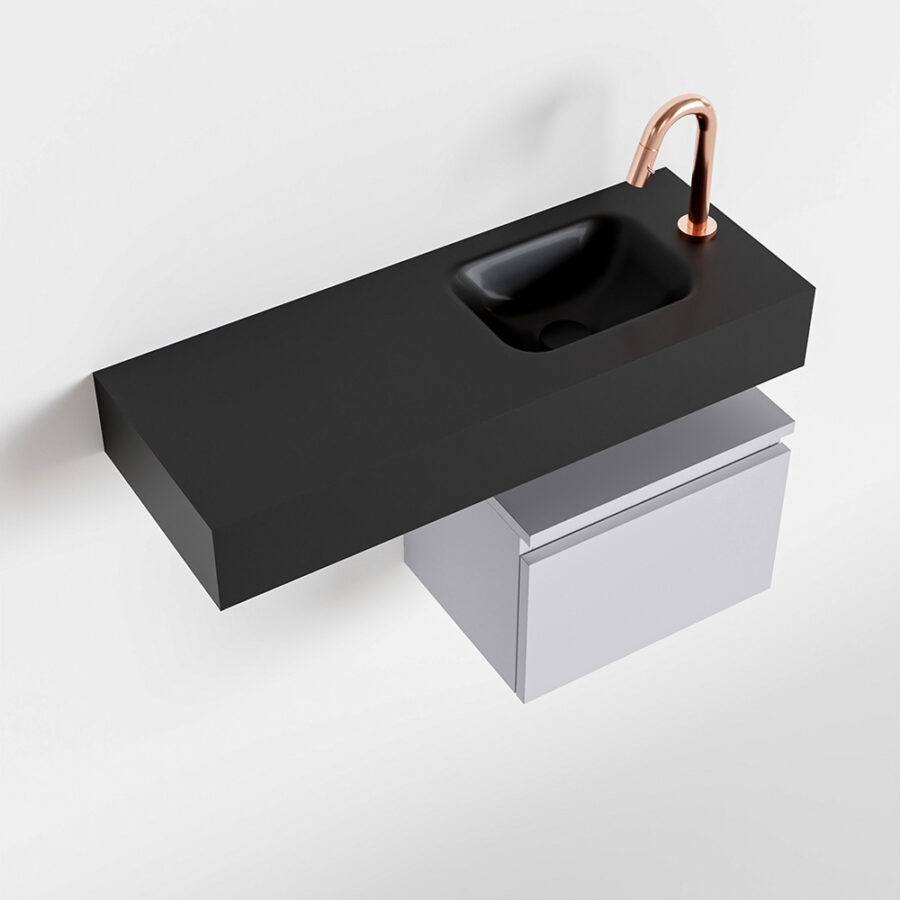 MONDIAZ ANDOR 40cm toiletmeubel cale. LEX 80cm wastafel urban positie rechts. Met 1 kraangat - Afbeelding 4
