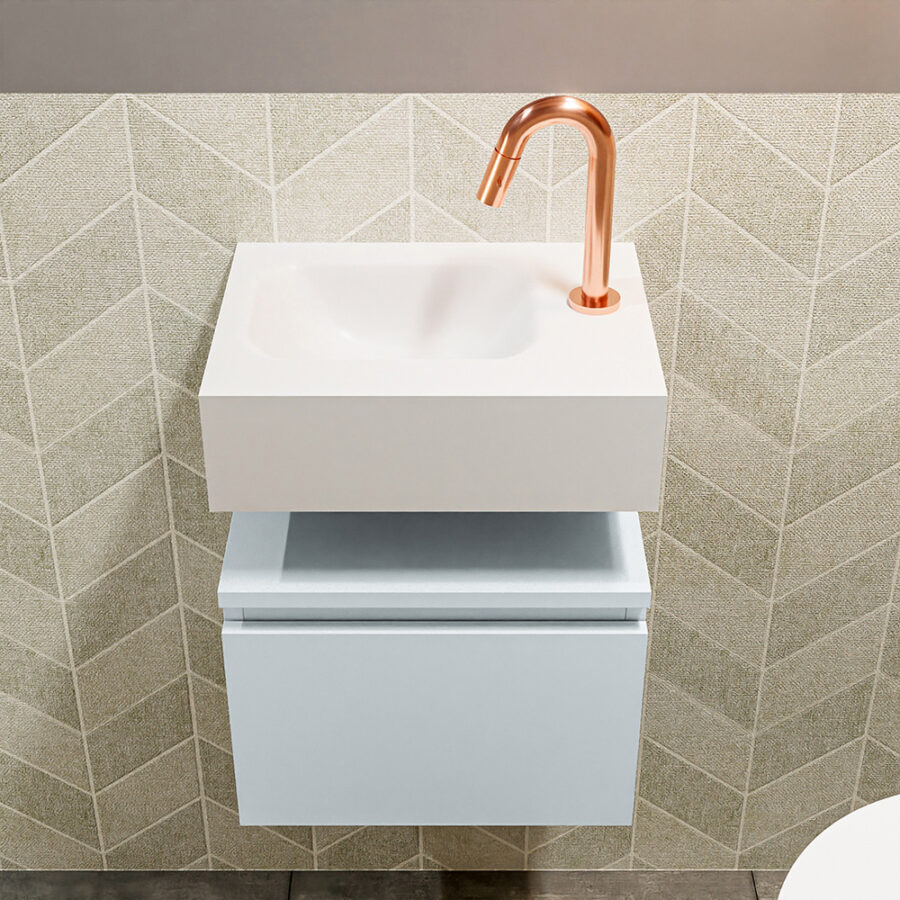 MONDIAZ ANDOR 40cm toiletmeubel cale. LEX 40cm wastafel talc positie links. Met 1 kraangat - Afbeelding 3