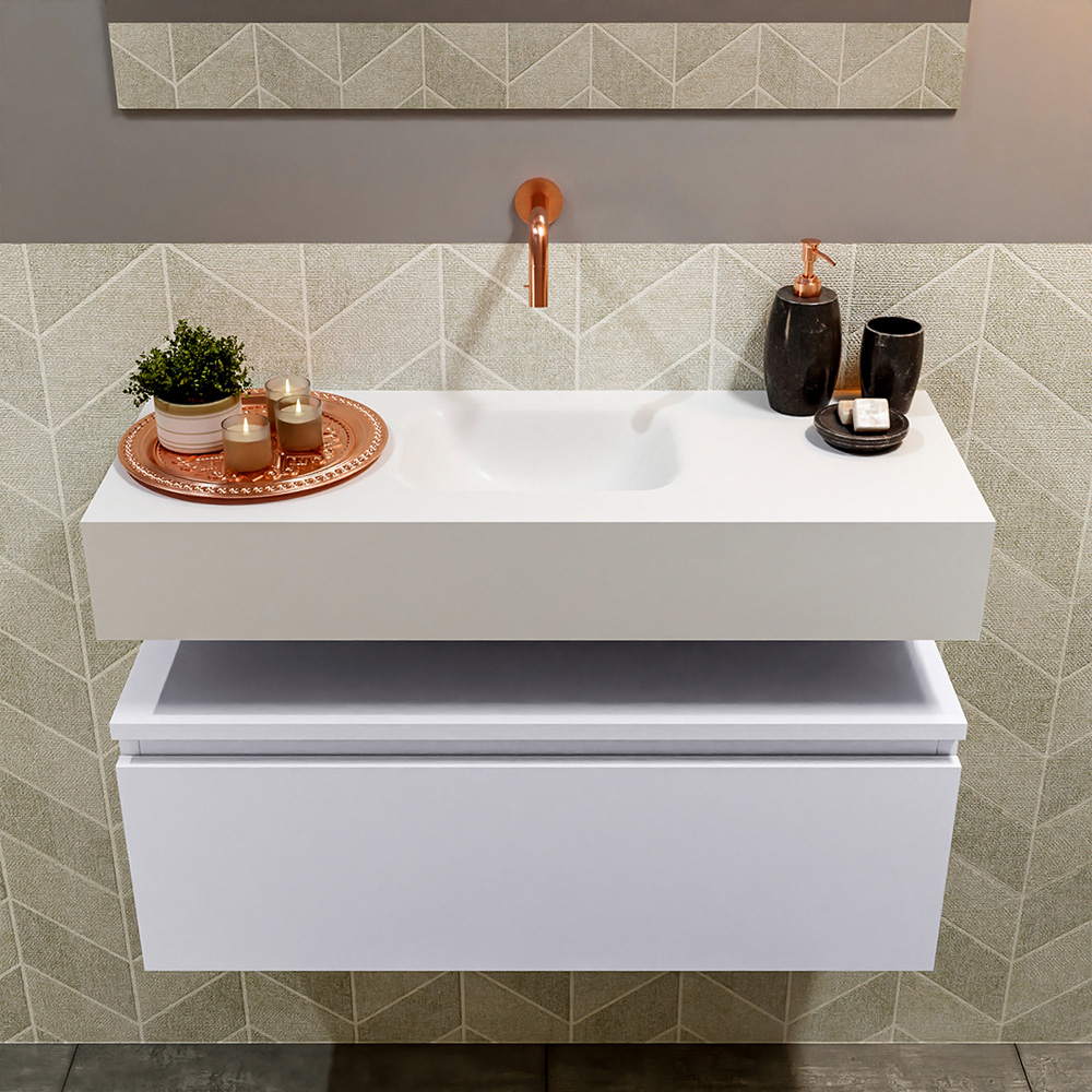 MONDIAZ ANDOR 80cm toiletmeubel cale. LEX 80cm wastafel talc positie midden. Zonder kraangat - Afbeelding 3