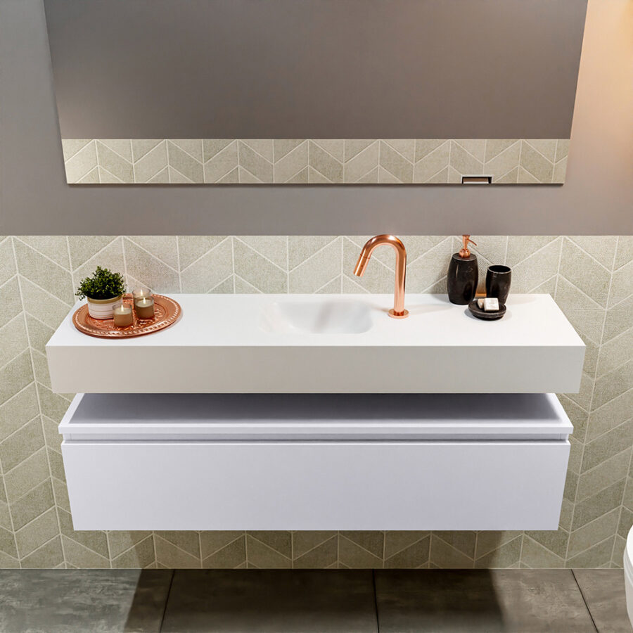 MONDIAZ ANDOR 120cm toiletmeubel cale. LEX 120cm wastafel talc positie midden. Met 1 kraangat - Afbeelding 3