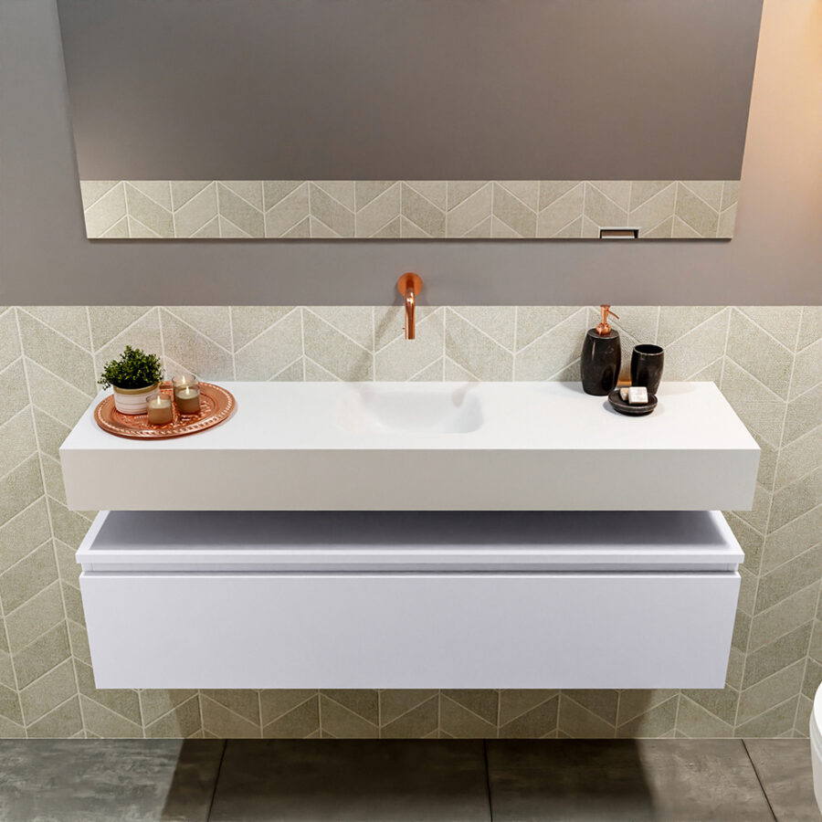 MONDIAZ ANDOR 120cm toiletmeubel cale. LEX 120cm wastafel talc positie midden. Zonder kraangat - Afbeelding 3