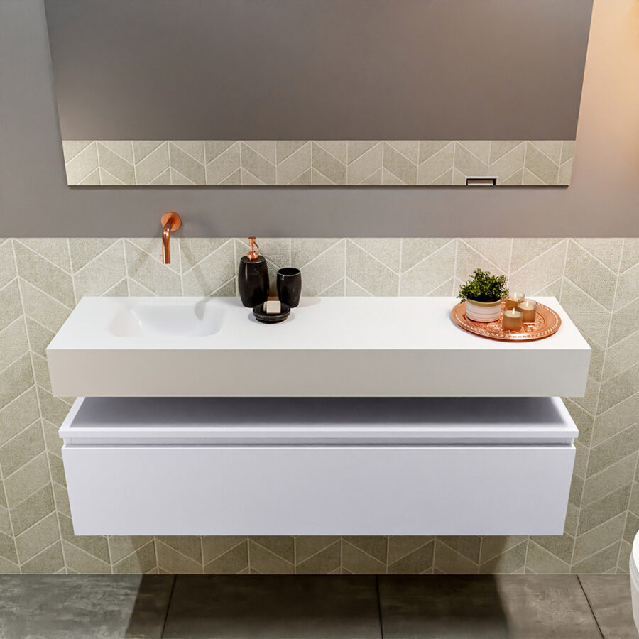 MONDIAZ ANDOR 120cm toiletmeubel cale. LEX 120cm wastafel talc positie links. Zonder kraangat - Afbeelding 3
