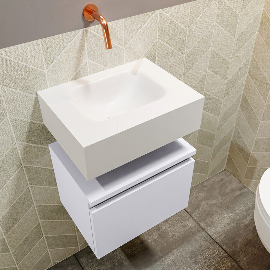 MONDIAZ ANDOR 40cm toiletmeubel cale. LEX 40cm wastafel talc positie midden. Zonder kraangat - Afbeelding 2