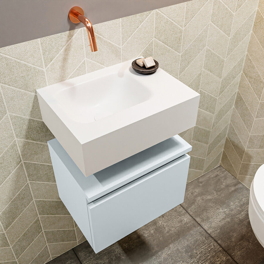 MONDIAZ ANDOR 40cm toiletmeubel cale. LEX 40cm wastafel talc positie links. Zonder kraangat - Afbeelding 2