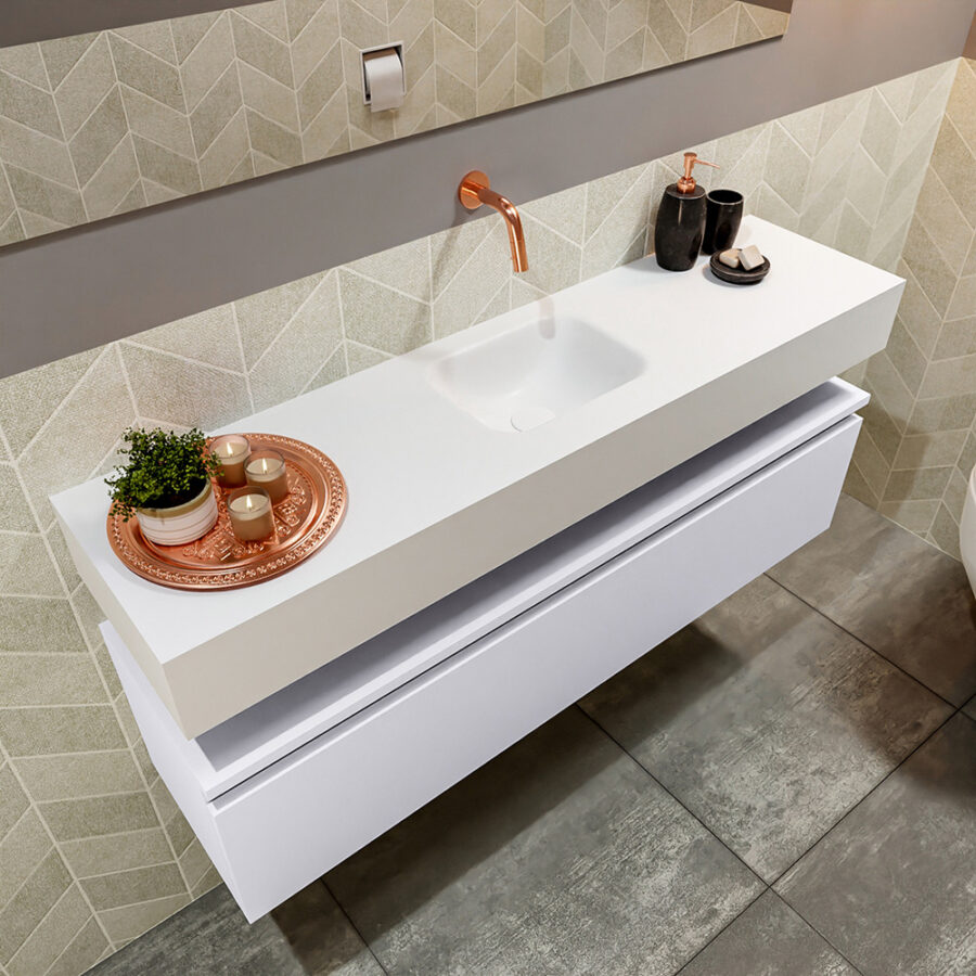 MONDIAZ ANDOR 120cm toiletmeubel cale. LEX 120cm wastafel talc positie midden. Zonder kraangat - Afbeelding 2