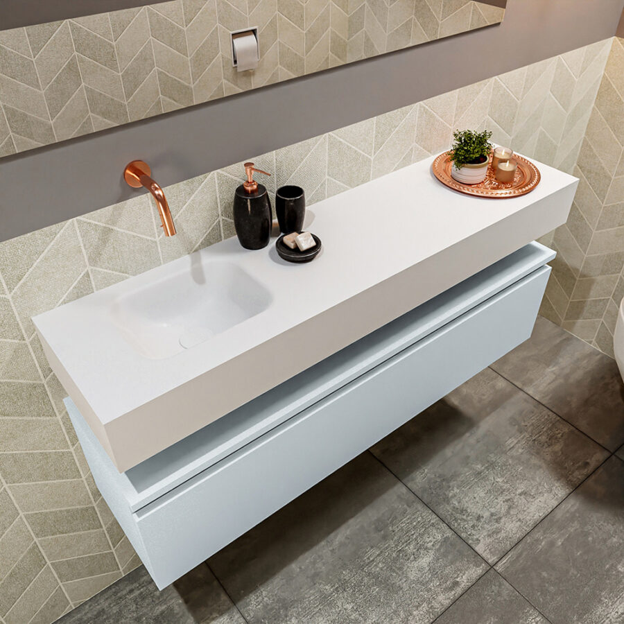 MONDIAZ ANDOR 120cm toiletmeubel cale. LEX 120cm wastafel talc positie links. Zonder kraangat - Afbeelding 2